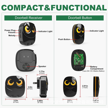 Sonerie wireless pentru ușă - rază lungă, rezistent la apă, alimentare cu baterie, HB-808A/808B