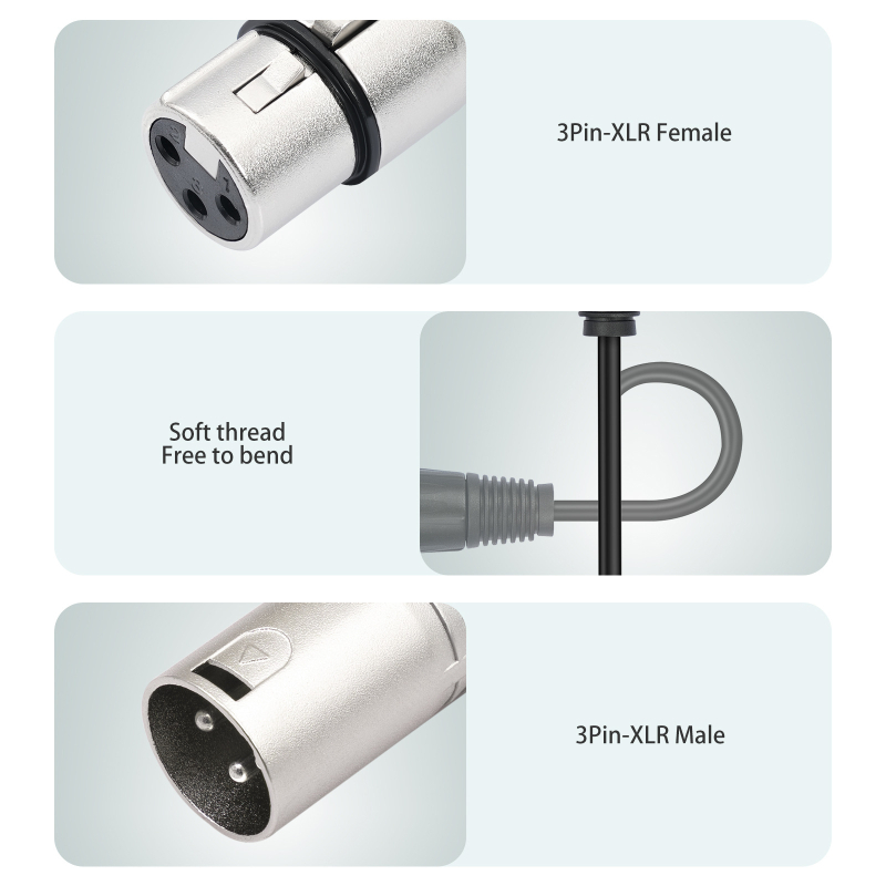 XLR audio kabel: 1× muški XLR na 2× ženski XLR priključka, 3-pins, jezgro od bakreno obloženog aluminija, niklani premaz