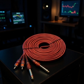 Cablu audio ecranat Zhongling, 6,35 mm la 2RCA, 6,5 mm la conectori banana dubli, husă din PVC elastică, pentru audio și video