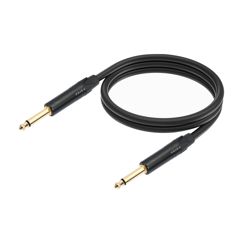 Gitár audio kábel, 1/4 in TS férfi–férfi, árnyékolt, kétmagos, aranyozott réz vezetővel