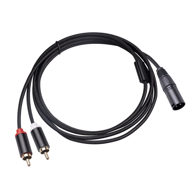 REXLIS RCA19 cablu audio XLR 3 pini către dual RCA, ecranat, conectori plăci aurii, lungime 1m/2m