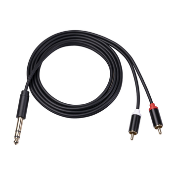 Audio kabel 6,35 mm na 2RCA, aluminijsko kućište, bakreni vodiči, zlatni konektori, 3-žilni stereo kabel