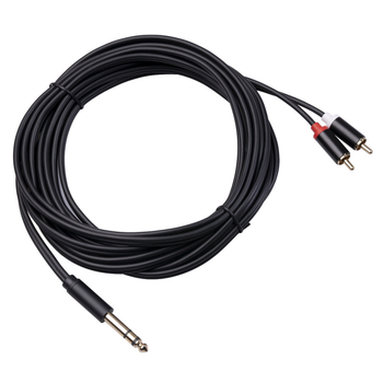 Audio kabel 6,35 mm na 2RCA, aluminijsko kućište, bakreni vodiči, zlatni konektori, 3-žilni stereo kabel