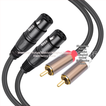 REXLIS bakreni audio kabel s pozlaćenim priključcima, 2 RCA muška na dualni XLR ženski konektor, za miksersko pojačalo, duljina 1,5 m