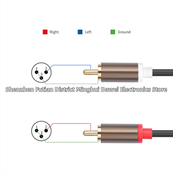 REXLIS bakreni audio kabel s pozlaćenim priključcima, 2 RCA muška na dualni XLR ženski konektor, za miksersko pojačalo, duljina 1,5 m