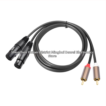 REXLIS bakreni audio kabel s pozlaćenim priključcima, 2 RCA muška na dualni XLR ženski konektor, za miksersko pojačalo, duljina 1,5 m