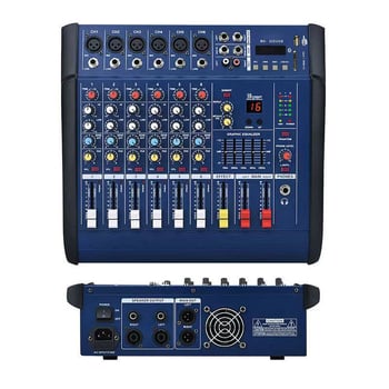 4/6/8/12-канален миксер с усилвател - всичко в едно за открити събития, караоке и сватби, мониторинг на звука