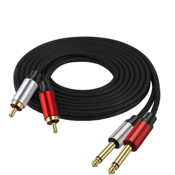 ERE ultra-meki bakreni jezgra audio kabel 6,35 mm na RCA, dvostrani 6,35 mm na dvostruke RCA, 2-kanalni