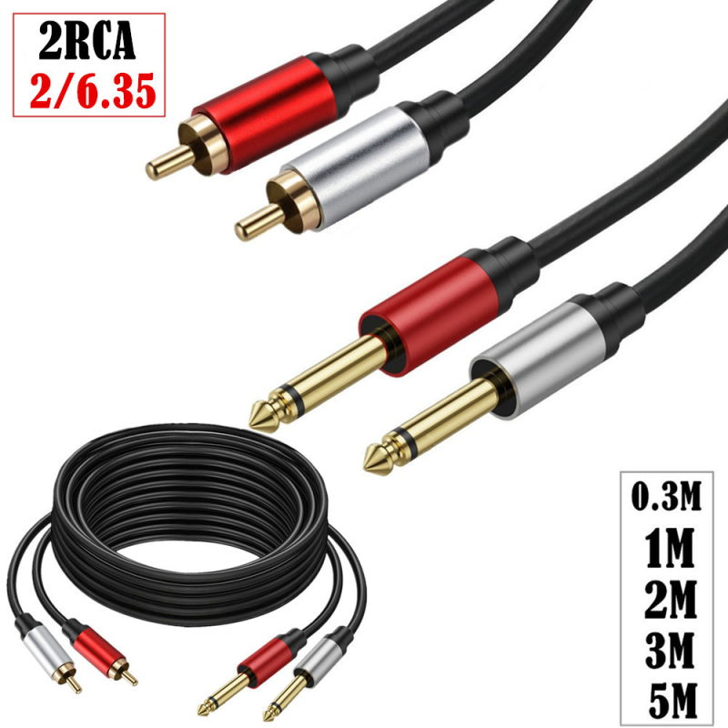 ERE ultra-meki bakreni jezgra audio kabel 6,35 mm na RCA, dvostrani 6,35 mm na dvostruke RCA, 2-kanalni