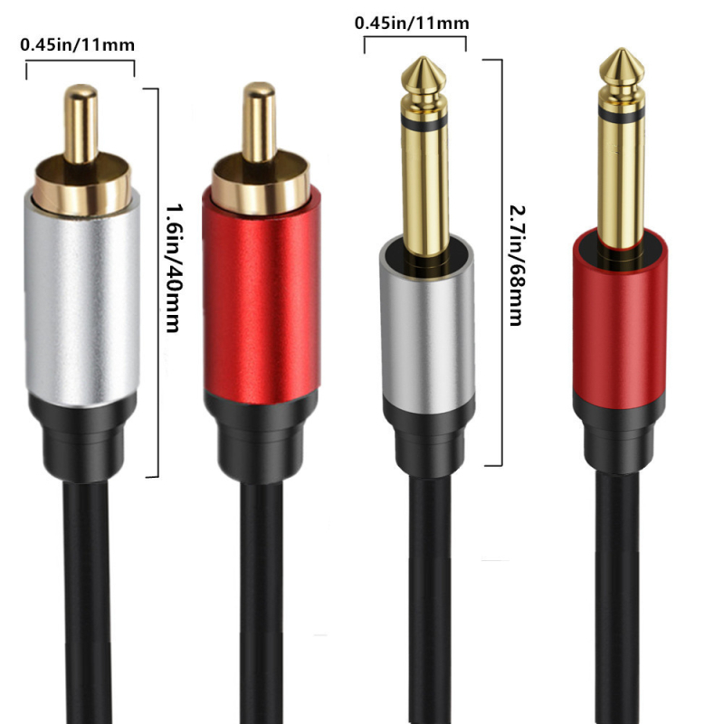 ERE ultra-meki bakreni jezgra audio kabel 6,35 mm na RCA, dvostrani 6,35 mm na dvostruke RCA, 2-kanalni
