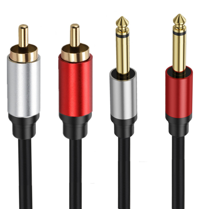 ERE ultra-meki bakreni jezgra audio kabel 6,35 mm na RCA, dvostrani 6,35 mm na dvostruke RCA, 2-kanalni