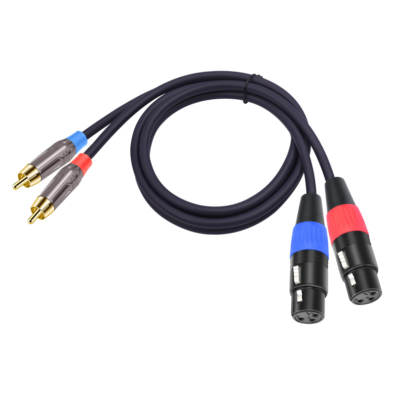 Cablu audio cu placare aur, Dual RCA masculin către Dual XLR feminin, cablu de semnal cu 2 canale, cupru fără oxigen, miez din cupru pur, greutate 190 g, model TR044BL072-10, marcă REXLIS