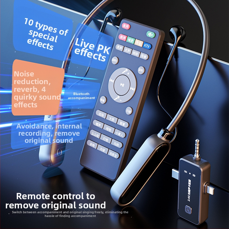 Karta zvuku pre živé vysielanie so slúchadlami a integrovaným mikrofónom, potlačenie šumu, monitorovanie, vonkajšie nahrávanie (Model X21, Bezdrôtové, Vstavaná batéria, Čip Huilian, Úroveň potlačenia šumu 4)