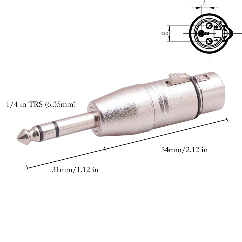 rexlis audio adapter 6,35 mm stereo na 3‑pin XLR mikrofon za mikser