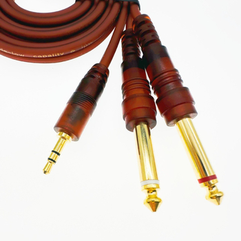 Zhongling cablu audio ecranat, 3 m, placat cu aur, 3,5 mm către dual 6,5 mm și 3,5 mm către dual 6,35 mm, pentru mixer PC, învelire PVC elastic