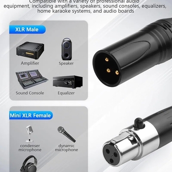Cablu audio XLR cu 3 pini, conectori masculi și feminini, 3‑pin, personalizabil