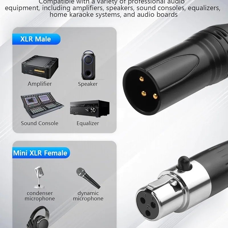 Cablu audio XLR cu 3 pini, conectori masculi și feminini, 3‑pin, personalizabil