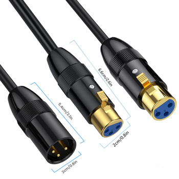 Mikrofon Y-kabel s metalnim kućištem, 1 na 2 XLR, s muškim na dva ženska XLR konektora