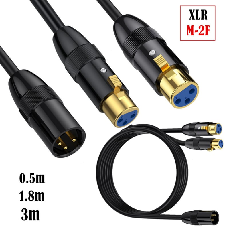 Mikrofon Y-kabel s metalnim kućištem, 1 na 2 XLR, s muškim na dva ženska XLR konektora