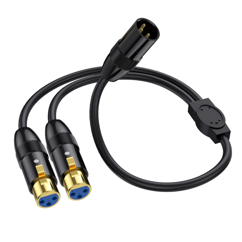 Mikrofon Y-kabel s metalnim kućištem, 1 na 2 XLR, s muškim na dva ženska XLR konektora