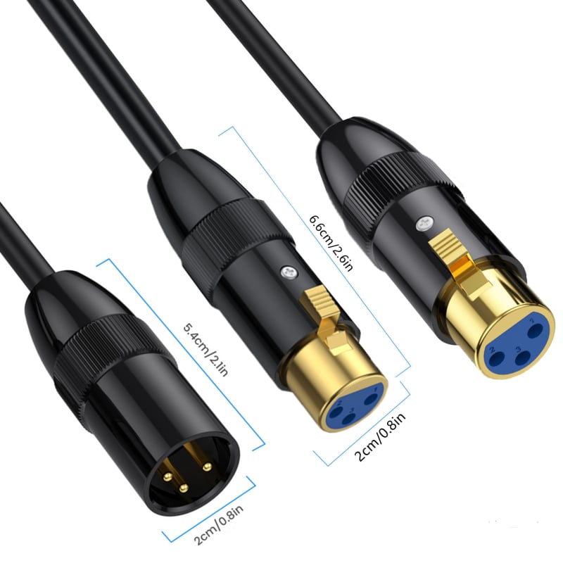 Mikrofon Y-kabel s metalnim kućištem, 1 na 2 XLR, s muškim na dva ženska XLR konektora