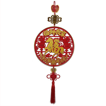 Lógó dísz lóévvel, kézzel készített flockolt szövetből, a nappaliba, Tavaszi Fesztivál, kínai stílus