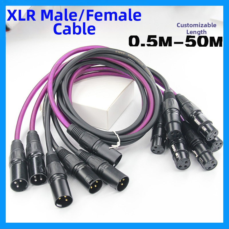 DMX512 3-žilový XLR kábel s mužským a ženským konektorom, holý meďový vodič, Shadow Fiber, prispôsobiteľné spracovanie; vhodný pre mixér, efekty, zosilňovač a mikrofón