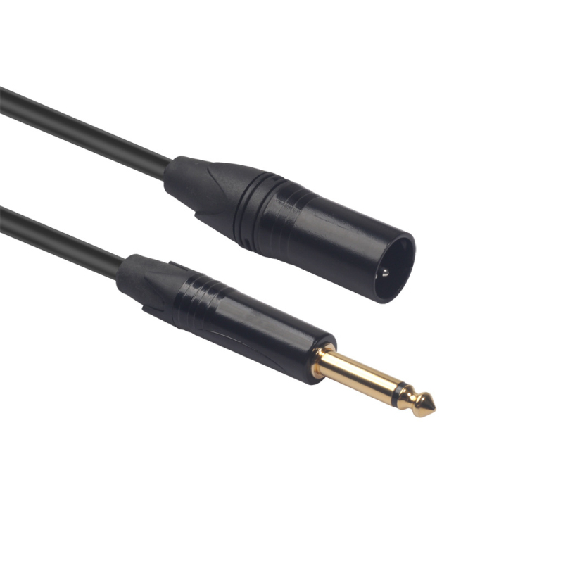 Kabel za audio 6,35 mm na XLR muški za mikser, metalno kućište, zlatno obloženi utikač, dva vodiča