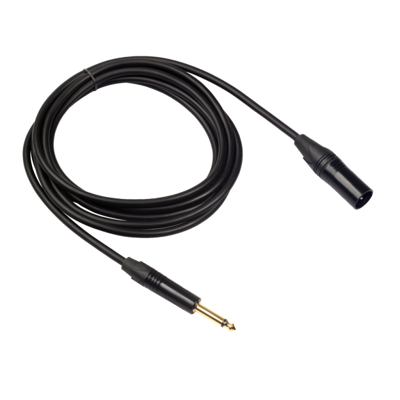 Kabel za audio 6,35 mm na XLR muški za mikser, metalno kućište, zlatno obloženi utikač, dva vodiča