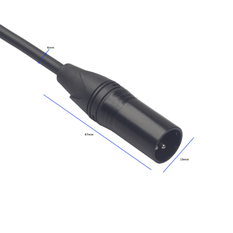 Kabel za audio 6,35 mm na XLR muški za mikser, metalno kućište, zlatno obloženi utikač, dva vodiča