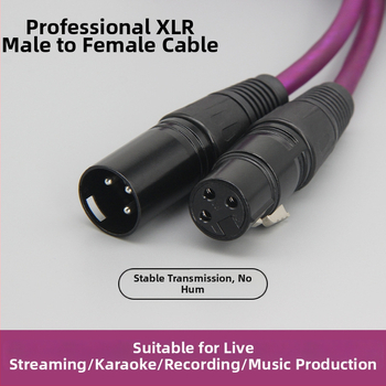 XLR vyvážený kábel pre mikrofón, samec–samica, jadro z čistého medeného vodiča, Shadow Fiber, určený pre mikrofón, mixér, efekty, reproduktor, zvuková karta