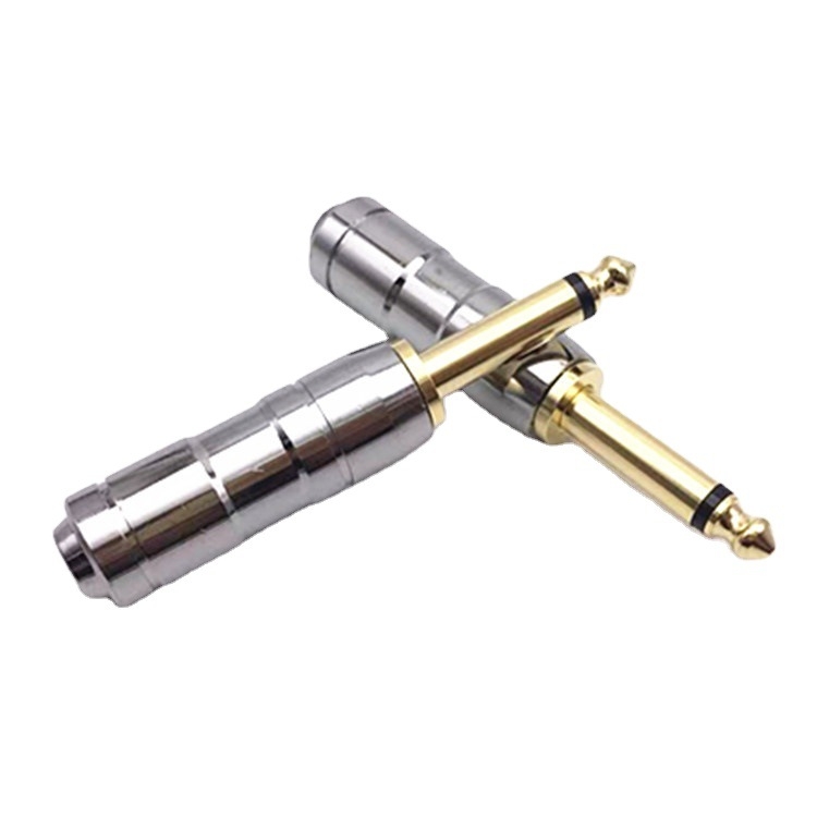 Monó 6,35 mm-es dugó mikrofonhoz, forrasztott fej, rézcső, aranyozott bevonat; üzemi hőmérséklet 50°C