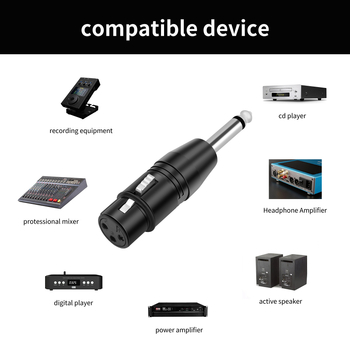 Adapter 6,35 mm mono na XLR-3 ženski, crni elektroplatirani kućište od cinkove legure