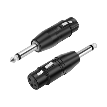 Adapter 6,35 mm mono na XLR-3 ženski, crni elektroplatirani kućište od cinkove legure
