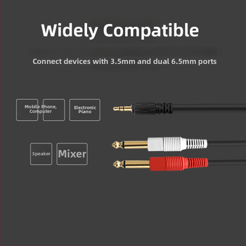 Akihabara audio kabel 3,5 mm na dva 6,35 mm priključka za mikser, PVC omotač