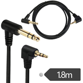 Pozlaćeni 90° zavojni kabel: 1/8" na 1/4", 3.5mm TRS na 6.35mm, stereo, bakreno jezgro