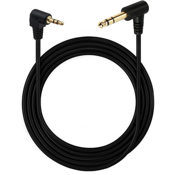Pozlaćeni 90° zavojni kabel: 1/8" na 1/4", 3.5mm TRS na 6.35mm, stereo, bakreno jezgro
