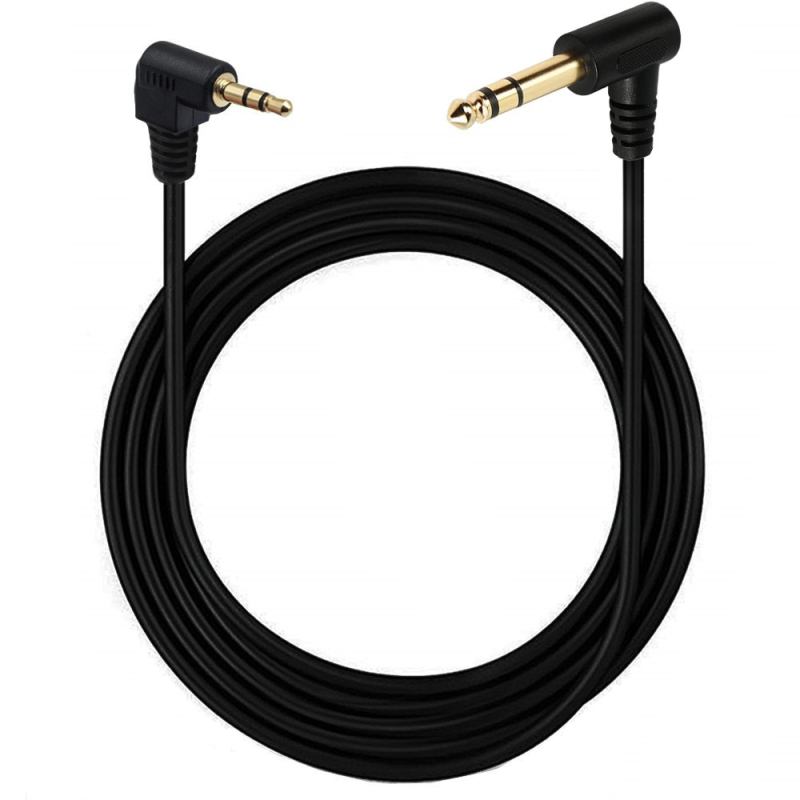 Pozlaćeni 90° zavojni kabel: 1/8" na 1/4", 3.5mm TRS na 6.35mm, stereo, bakreno jezgro