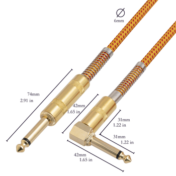 Nova dvostruko oklopljeni 22 AWG gitar audio kabel, ravno do lakta, 3 m, 1/4 in (6,35 mm), muško–muško