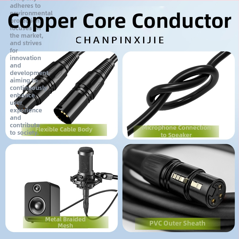 XLR produžni kabel za mikrofon, uravnotežen zvuk, bakreni vodič, zavarena konstrukcija