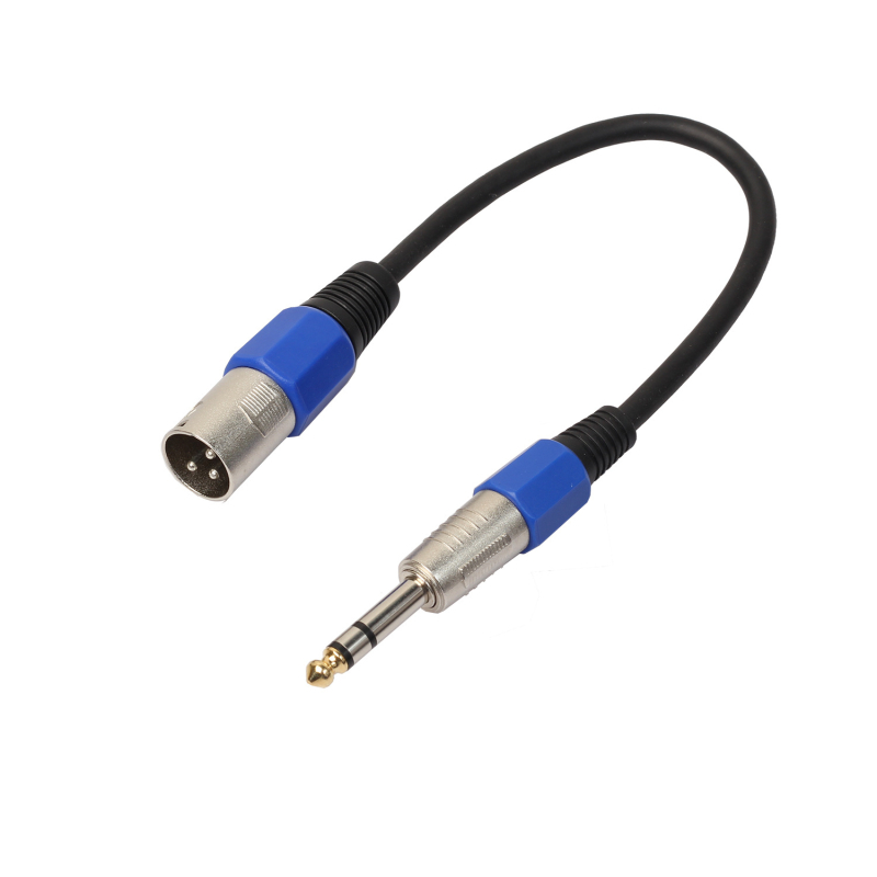 Crni audio adapter kabel za mikser i mikrofon, duljine 0,3 m, zlatni kontakti, stereo, 6,35 mm priključak Canon