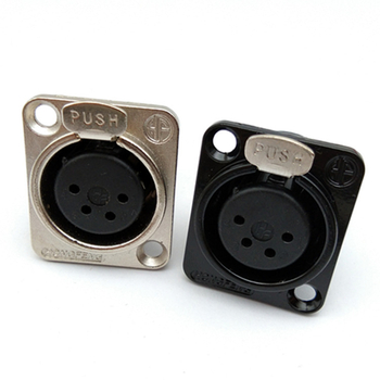 XLR 4-tűs panelre szerelhető audió csatlakozó, fém ház, rézmag, nikkelezett bevonat