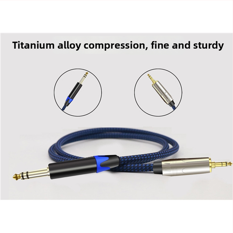 Audio kabel 6,35 mm na 3,5 mm, pozlaćen, OFC jezgro, dvostruko oklopljena bakrena pletena, metalno kućište, kompatibilan s mikserom, pojačalom, zvučnikom, električnom gitarom, mobitelom