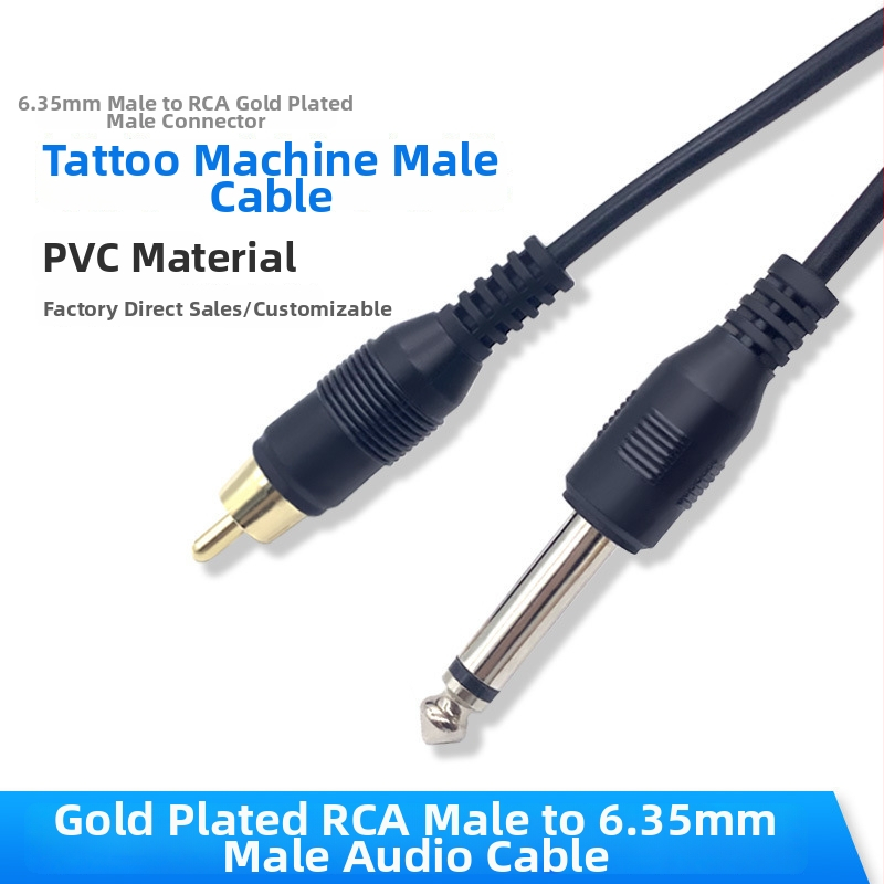 Gitarski kabel 6,35 mm na RCA, zlatno prevučena lotos glava, za glazbene instrumente i miksete, audio kabel, napajanje za tetovažno pero, duljina 2 m