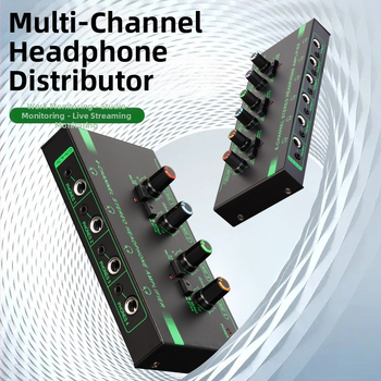 Amplificator de căști cu patru canale, comutator mono/stereo, splitter de semnal mini, intrări pentru microfon și instrument — Model PI-4H, Putere 50