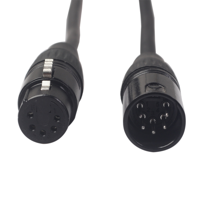 REXLIS cablu audio XLR, 5 conductori, ecranare dublă, mufe din aliaj de zinc cu placare argintie, de la masculin la feminin, înveliș PVC