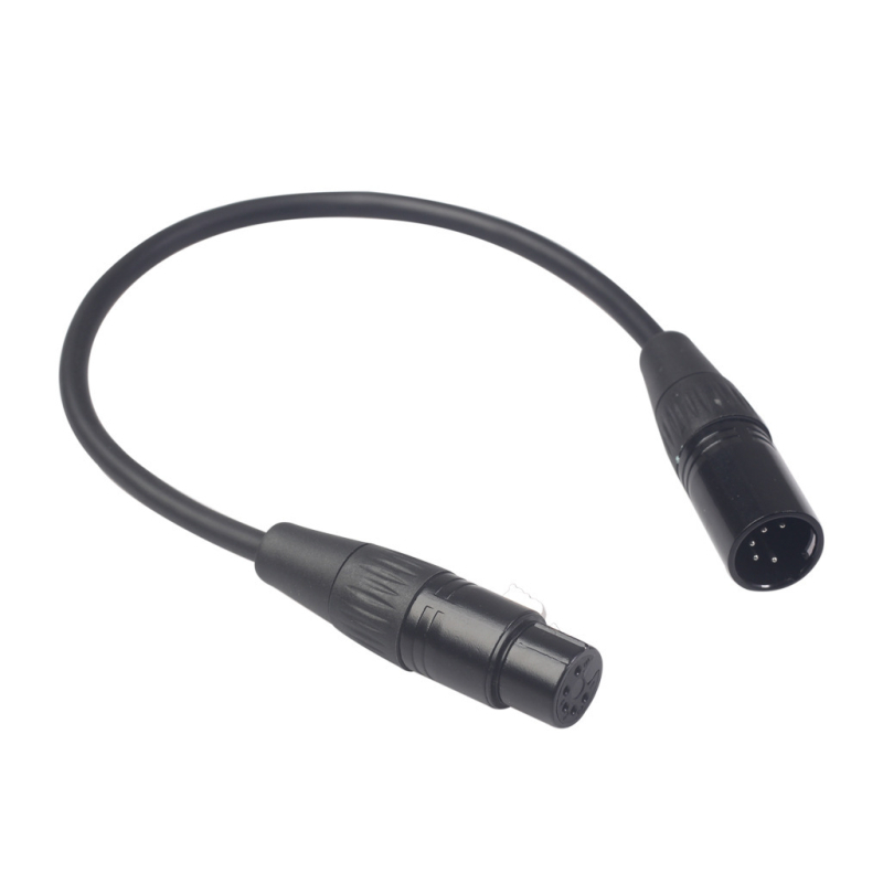 REXLIS cablu audio XLR, 5 conductori, ecranare dublă, mufe din aliaj de zinc cu placare argintie, de la masculin la feminin, înveliș PVC