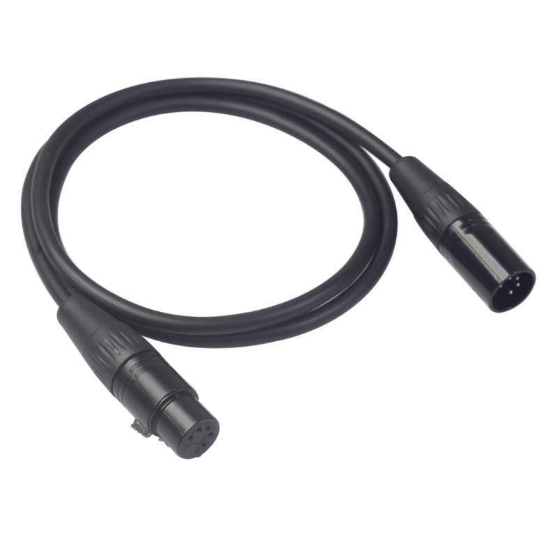 REXLIS cablu audio XLR, 5 conductori, ecranare dublă, mufe din aliaj de zinc cu placare argintie, de la masculin la feminin, înveliș PVC