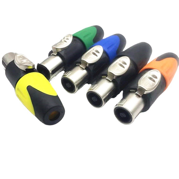Conector audio pentru difuzoare, patru nuclee, conector audio/video, corp din plastic (Patru nuclee; conector audio/video; aplicație pentru difuzoare)
