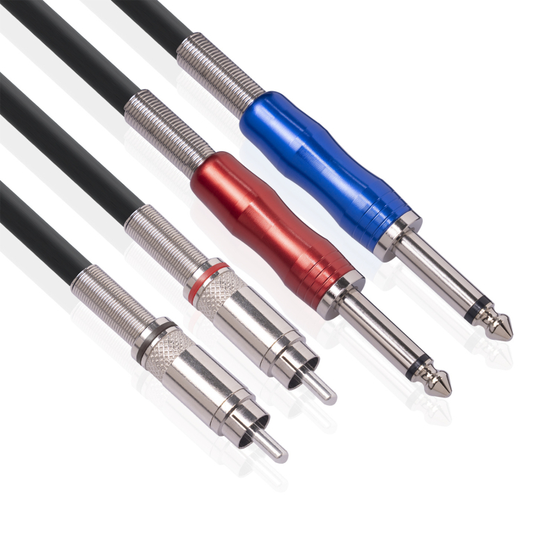 Audio kabel s dvostrukom zaštitom: RCA na dvostruke 6,35 mm muške konektore, za pojačalo i mikser